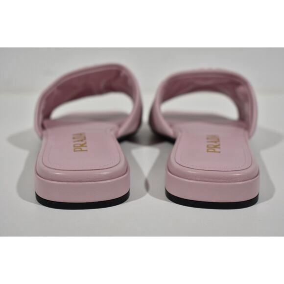 Prada Alabastro Pink Quilted Nappa Leather Logo Slide Sandal Flat Sabots Mule 36 - Picture 11 of 12
